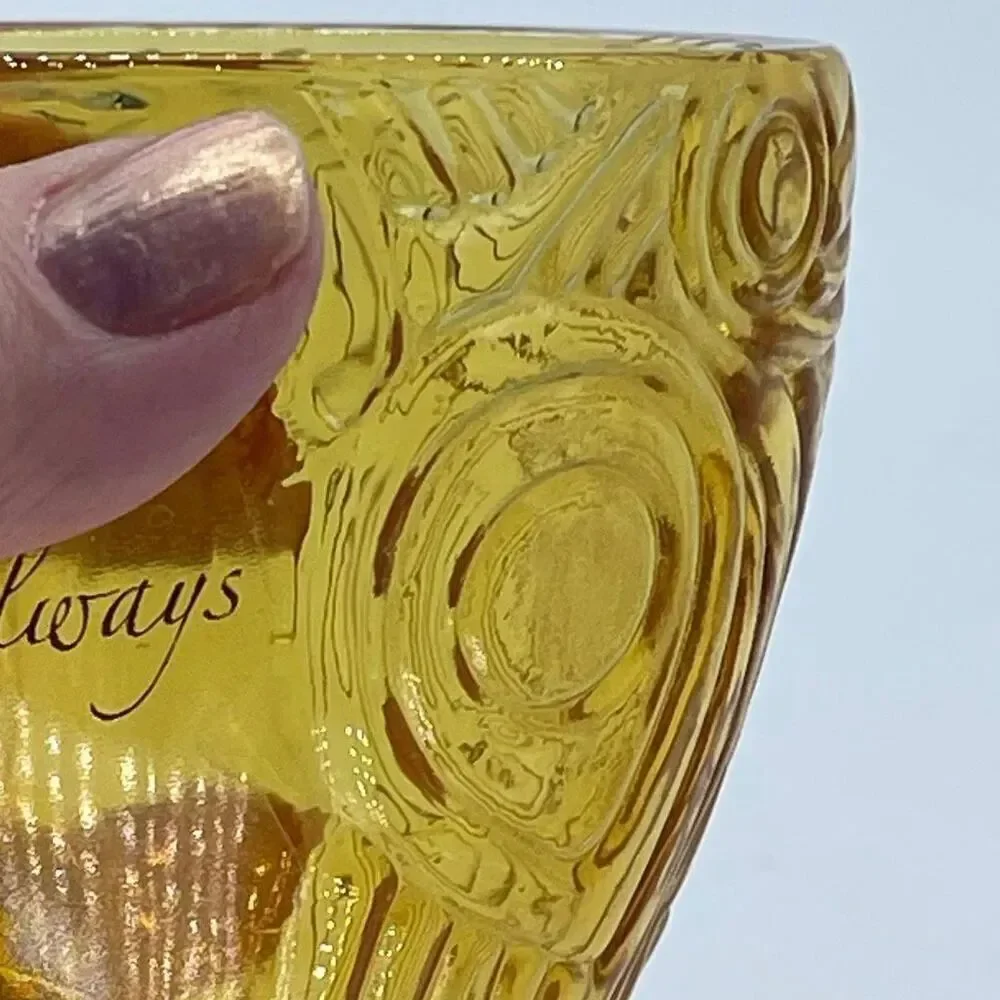 Vintage Amber Glass Religious pedestal goblet with music box lid.